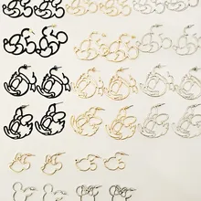 6 видов стилей! Серьги-гвоздики с золотым/серебряным/черным металлическим покрытием Микки/Минни/Дональд/Дейзи для женщин, милые корейские серьги