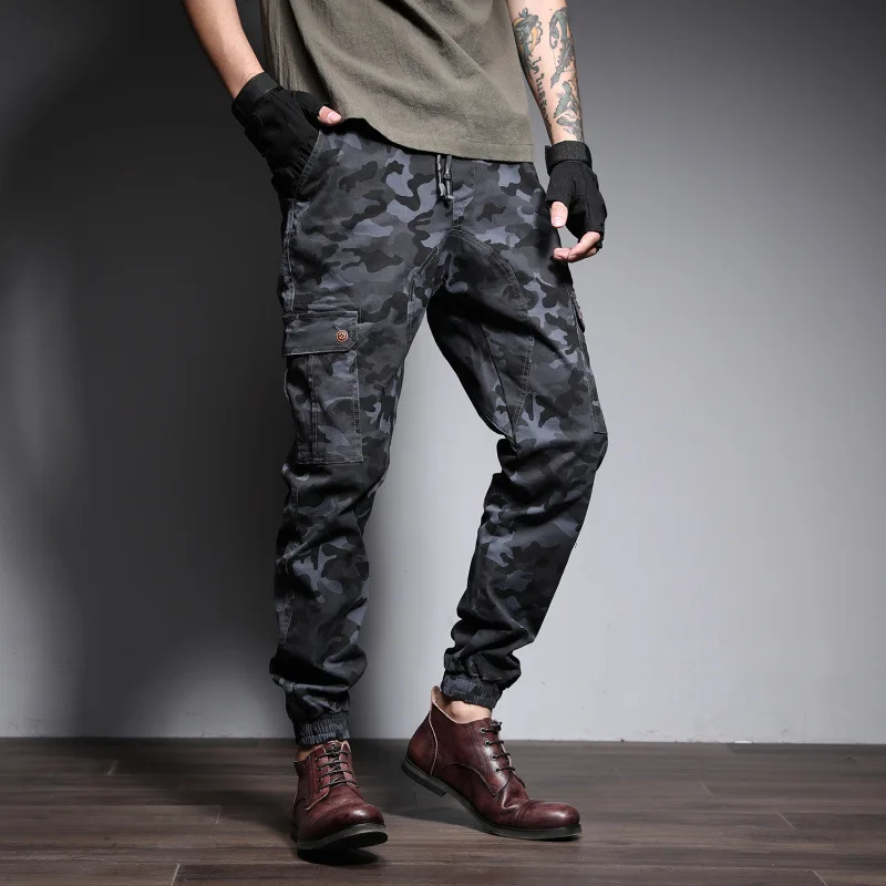 

2019 Spring and Summer New Men's Trousers Camouflage Tooling Trousers Large Size S-7XL Stretch Slim Beam Feet Men's pants