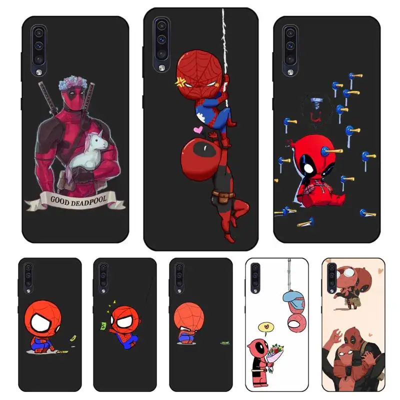 N403 Spiderman Deadpool Black Silicone Case For Samsung Galaxy A2 Core A6 A7 A8 A9 A10 A30 A40 A50 A60 A70 A80 A90 5G A20E Plus |