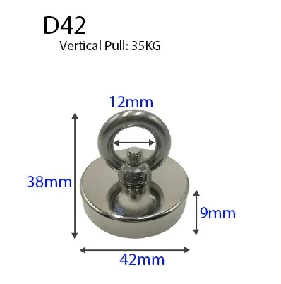 10 метров длинные рыболовные магниты веревка подходит для глубоководных морских спасательных магнитов сильные поисковые магниты 10 кг-150 кг рыболовный горшок рыболовные магниты - Цвет: D42 (35KG Max)