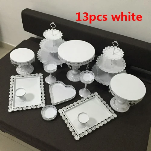 Белый свадебный торт стенд набор 13 шт. кекс стенд посуда форма для выпечки приспособления для выпечки тортов жаропрочная посуда набор вечерние столовые приборы - Цвет: 13pcs white