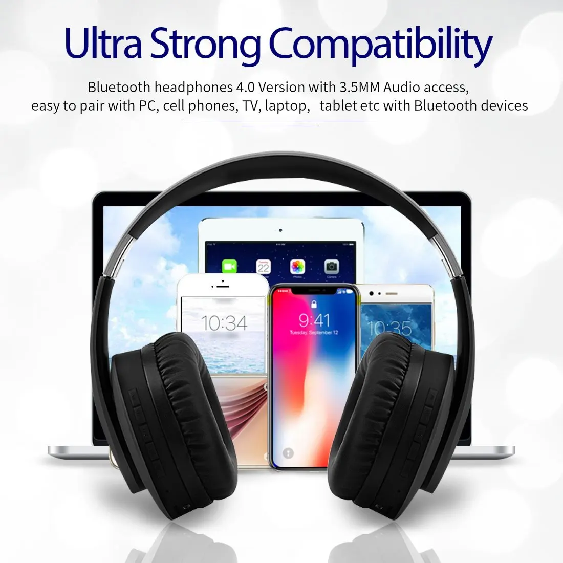 Проводные Беспроводные стереонаушники Bluetooth fm радио mp3 плеер сотовые телефоны ПК