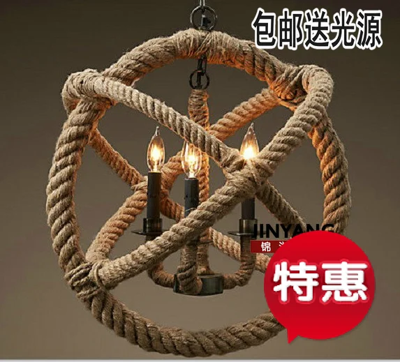 

American style pendant light hemp rope lamps hemp vintage lamp