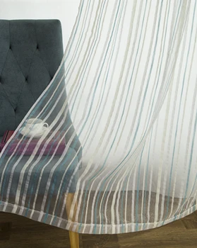 

Modern Colorful sheer Striped Solid Drape European style Curtains for windows Living Room Bedroom grommet top rod pocket