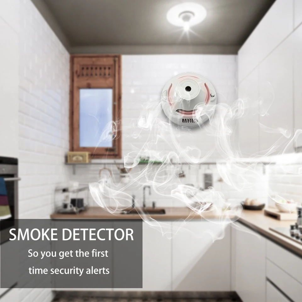 DAYTECH беспроводной пожарный детектор датчик фотоэлектрический дым Detecor сигнализация 10 лет батарея звук красный свет индикатор вспышки