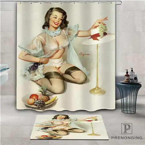 

Custom image of pin up (1) Waterproof Shower Curtain Doormat Home Bath Bathroom Polyester Fabric Multi Sizes#2019-01-12-272