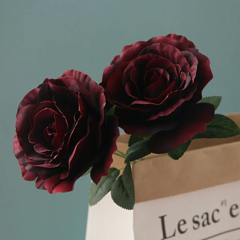 2 головки/филиал Большой французский розовый шелк искусственный цветок Флорес искусственное украшение дома Свадебные украшения Флер