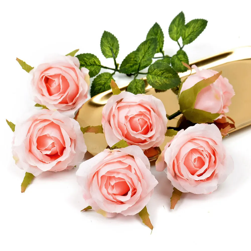 

5pcs/lot 6cm Artificial Silk Rose Flowers for Wedding Party Home Decoration Bridal Wreath Gift Scrapbook Fake Flower Accessories