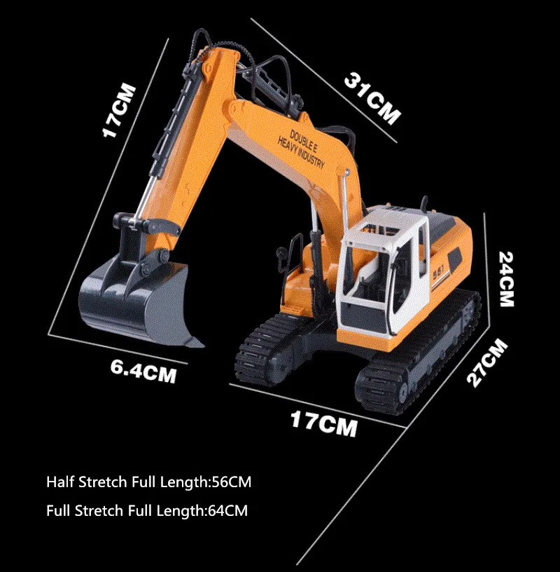 Беспроводной Электрический симулятор RC экскаватор сплав модель 2,4 г 64 см 17CH дрель захват копать 3 в 1 большой пульт дистанционного управления Сплав RC грузовик