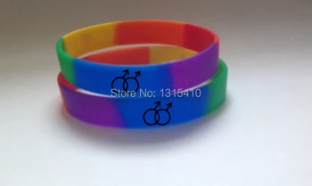 

Gay Logo Silicone bracelet Six-color Rainbow Gay Pride Rainbow Colour Bracelet .Multi-color bracelet Free shiping