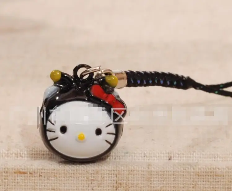 

New 10 Pcs Cartoon hello kitty bell Cell Phone Strap Charms Keychains Key Ring DIY Jewelry Making Accessories Ty-15