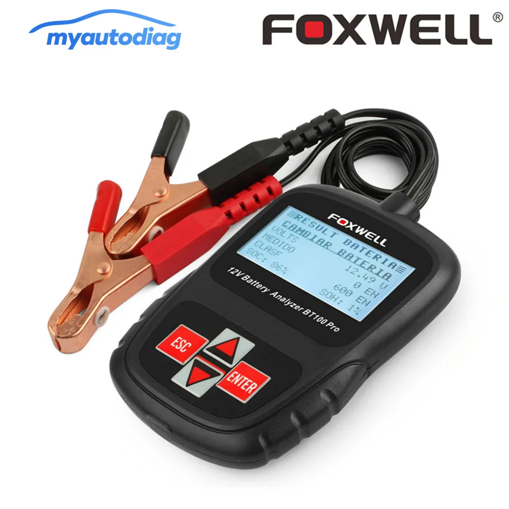 FOXWELL BT100 PRO 6 V 12 V tester akumulatora samochodowego do zalania AGM GEL 100 do 1100 CCA 200 AH Test 6 V 12 Volt analizator samochodowy FOXWELL BT100 PRO 6 V 12 V tester akumulatora samochodowego do zalania AGM GEL 100 do 1100 CCA 200 AH Test 6 V 12 Volt analizator samochodowy