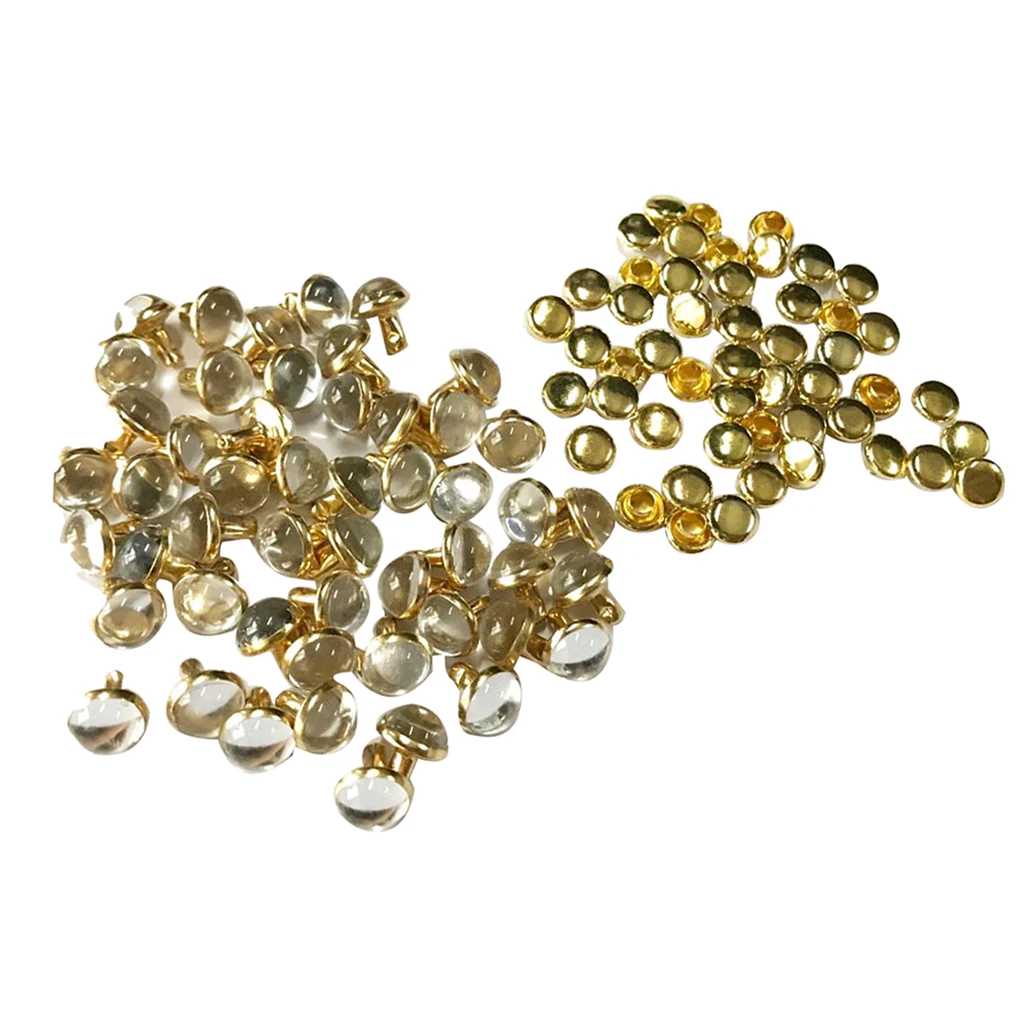 50 Sets Mushroom Dome Rivets Studs Buttons for Leather Belt Bag Shoes Leathercraft 7.5MM	