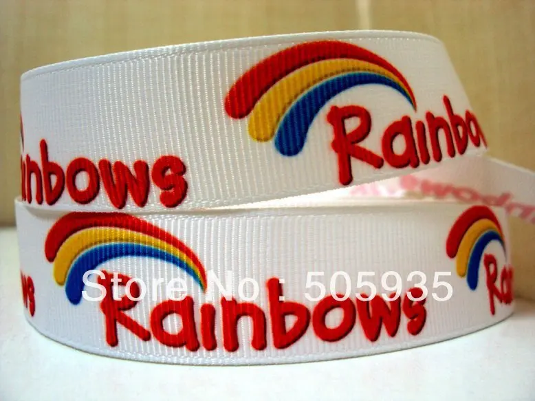 5Y2150 david ribbon 7/8 '' rainbows grosgrain ribbon hairbows printed
