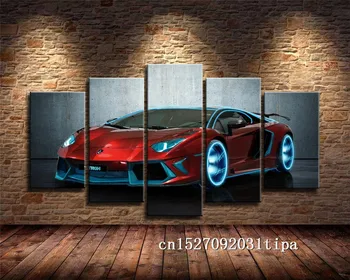 

Lamborghini Car 5 Panel Abstract Wall Art Oil Painting Poster Canvas Painting Print Pictures for Living Room Home Decor