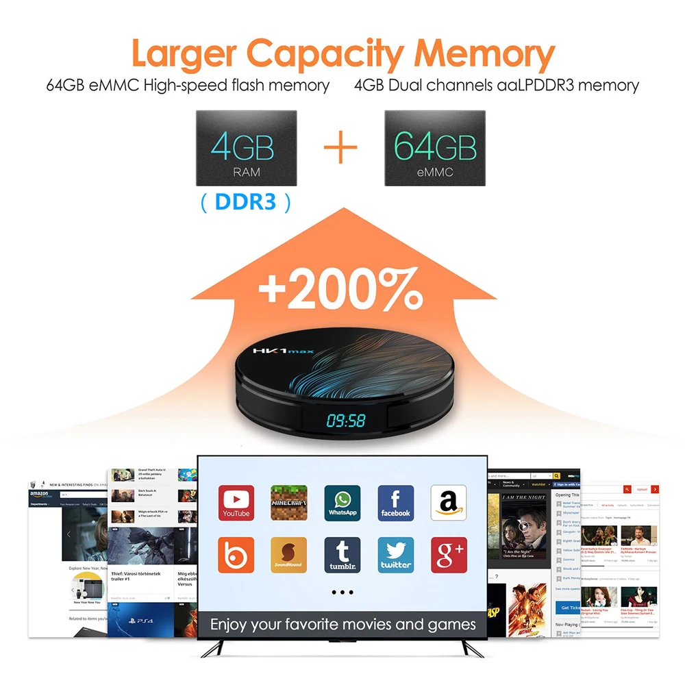 New Android 9.0 Tv Box HK1 MAX 4GB 32GB 64GB RK3328 Quad Core Smart Tv 2.4G&5GHz Wifi Bluetooth 4K 1080P Set Top Box HK1MAX