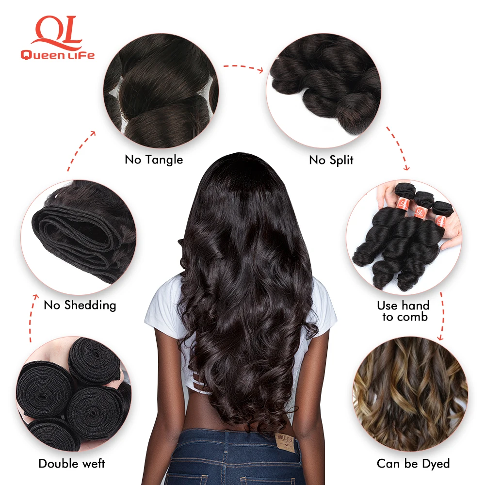 Queenlife свободные волнистые в наборе 28 дюймов перуанские накладные волосы пучок s Remy человеческие волосы для чёрных женщин 3 пучка предложение 4 шт