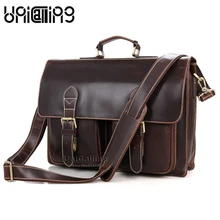 UniCalling винтажная качественная кожаная сумка для мужчин большой емкости из натуральной кожи портфель деловой мужской из натуральной кожи сумка для ноутбука