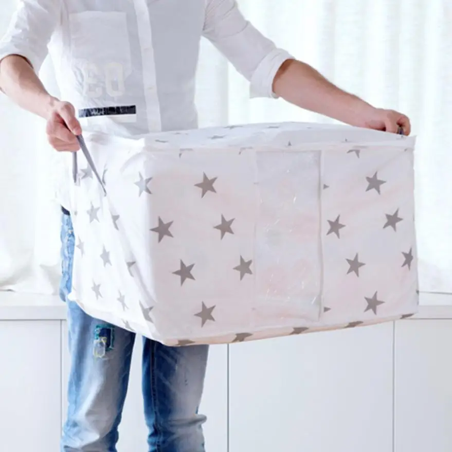 

HOT! Foldable Storage Bag Clothes Blanket Quilt Closet Sweater Organizer Box Pouche NEW Free Drop Shipping JA30