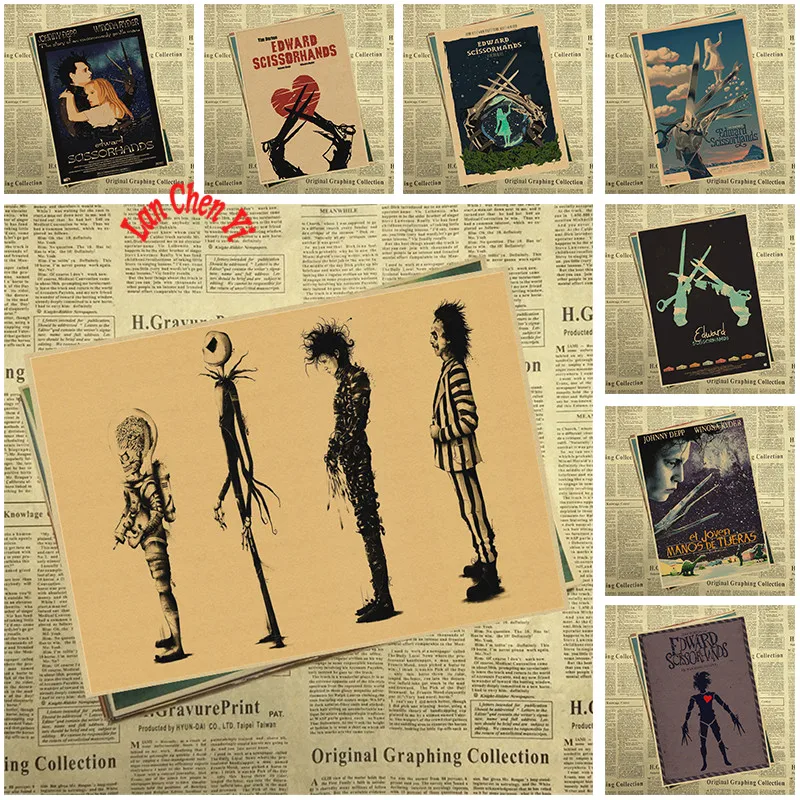 

Edward Scissorhands Vintage Kraft Paper Classic Movie Poster Wall Art Crafts Paper Paint Sticker Decor cafe