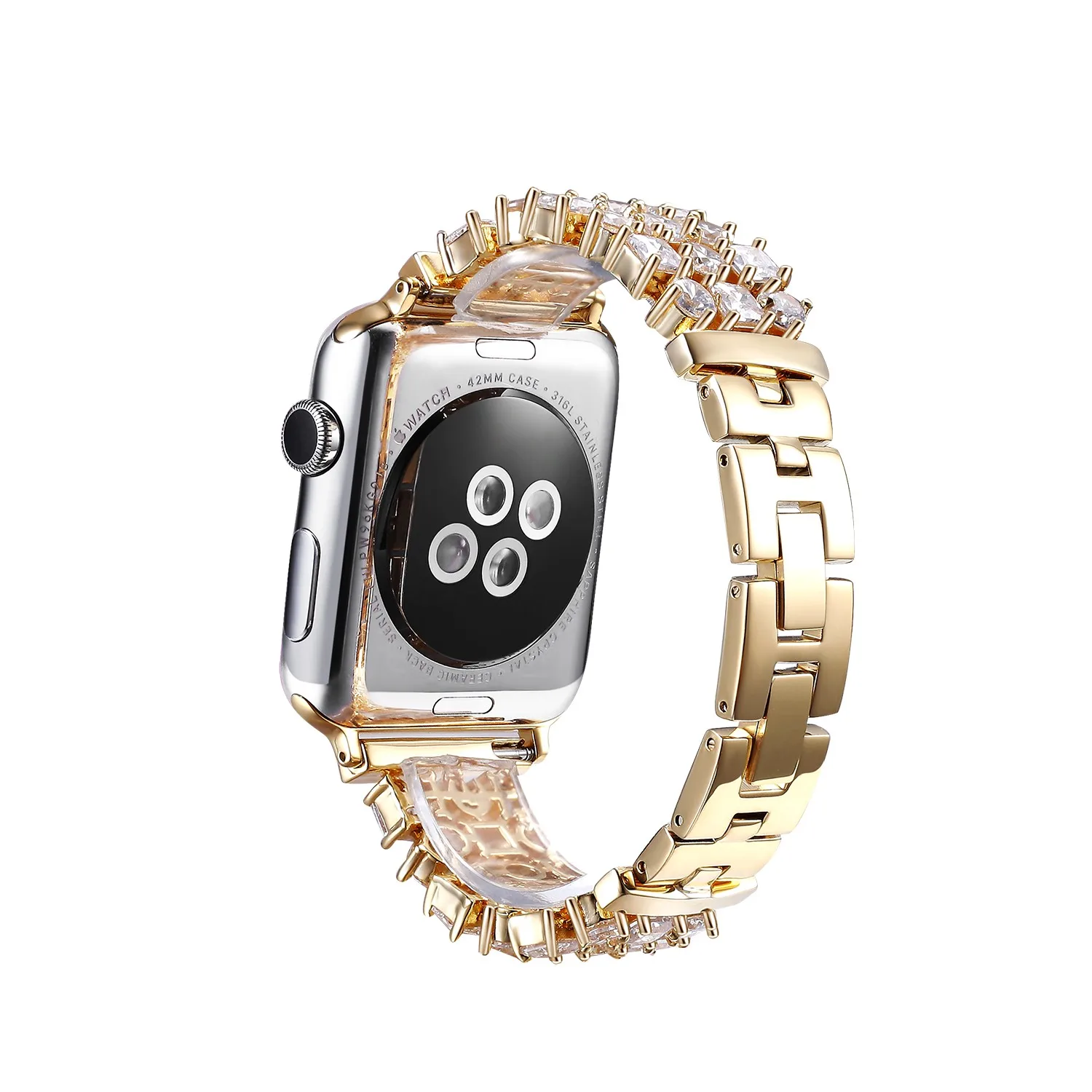 Блестящие стразы ремешок для Apple Watch серии 5 4 3 2 1 браслет из нержавеющей стали iWatch