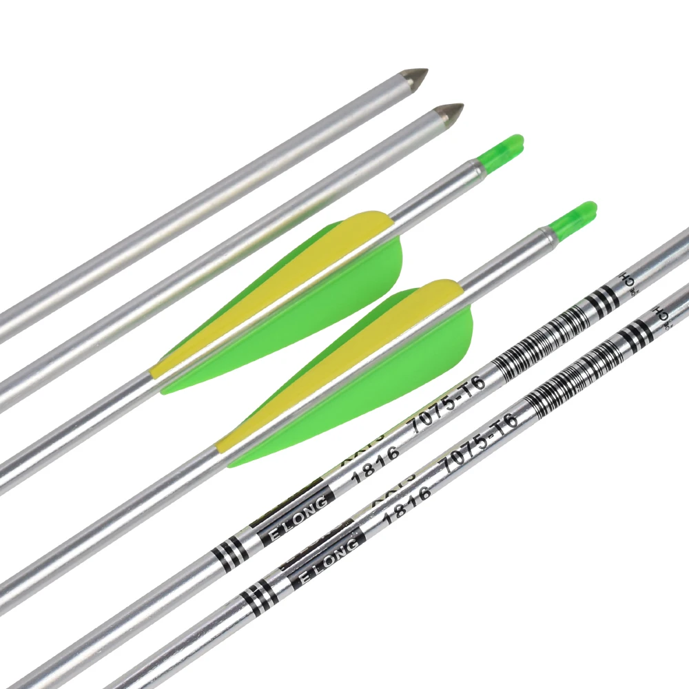

12Pcs 1816 Aluminum Arrow 7075-T6 2.5" TPU Vane Fixed Bullet Point Recurve Bow Archery Shooting Free Shipping