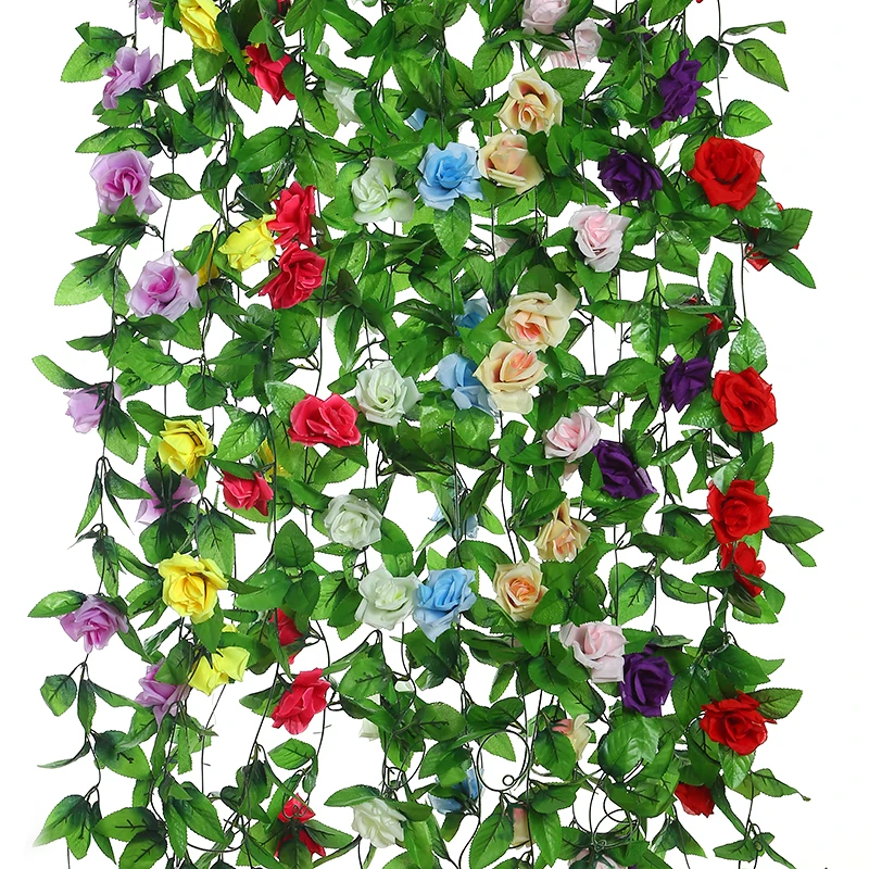 2,4 м/94,5 дюймов искусственная Шелковая Роза цветок плюща виноградный лист венок для свадьбы праздника домашний декор роза цветок искусство