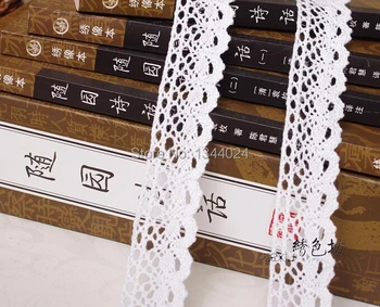 

30 Meters 2.5cm Width100% Cotton Lace Fabric Milky White Lace Trim Furnishing Warp Knitting Embelishments for Cloth or Bag