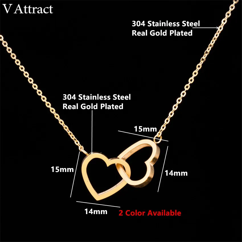 Double Heart Statement Necklace for Women 6