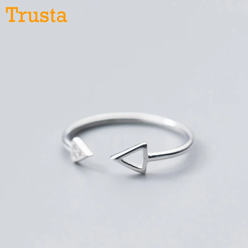 

Trusta 100% 925 Real Sterling Silver Fashion Women Arrow Triangle Ring Opening Size 5 6 7 Wonderful Gift For Girls Lady's DS643