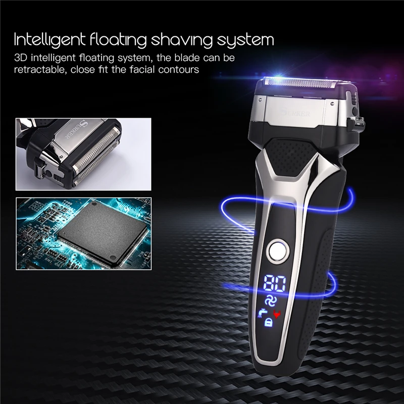 Профессиональный с турбонаддувом Для Мужчин's электробритва 3D плавающим лезвием Мокрый Сухой USB Перезаряжаемые бритвы быстро, безопасно