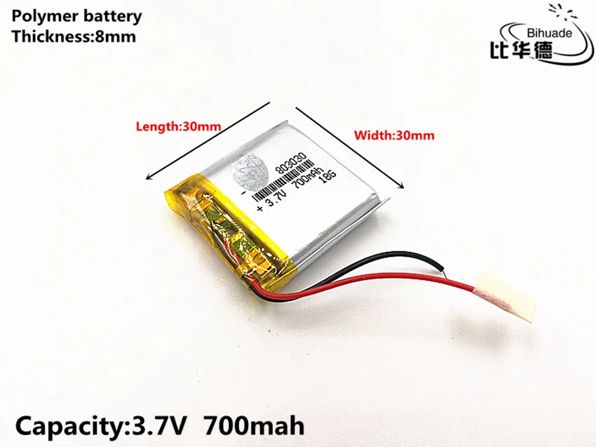 1pcs/lot Good Qulity 3.7V 700mAH 803030 Polymer lithium ion / Li-ion battery for TOY POWER BANK GPS mp3 mp4 | Электроника