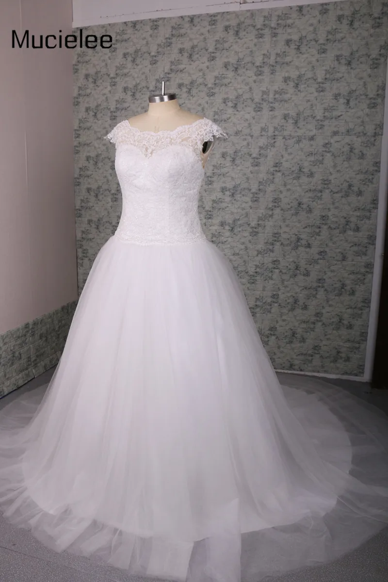Mucielee Vestidos De Novia Линия Тюль старинные аппликации свадебное платье кружевной халат