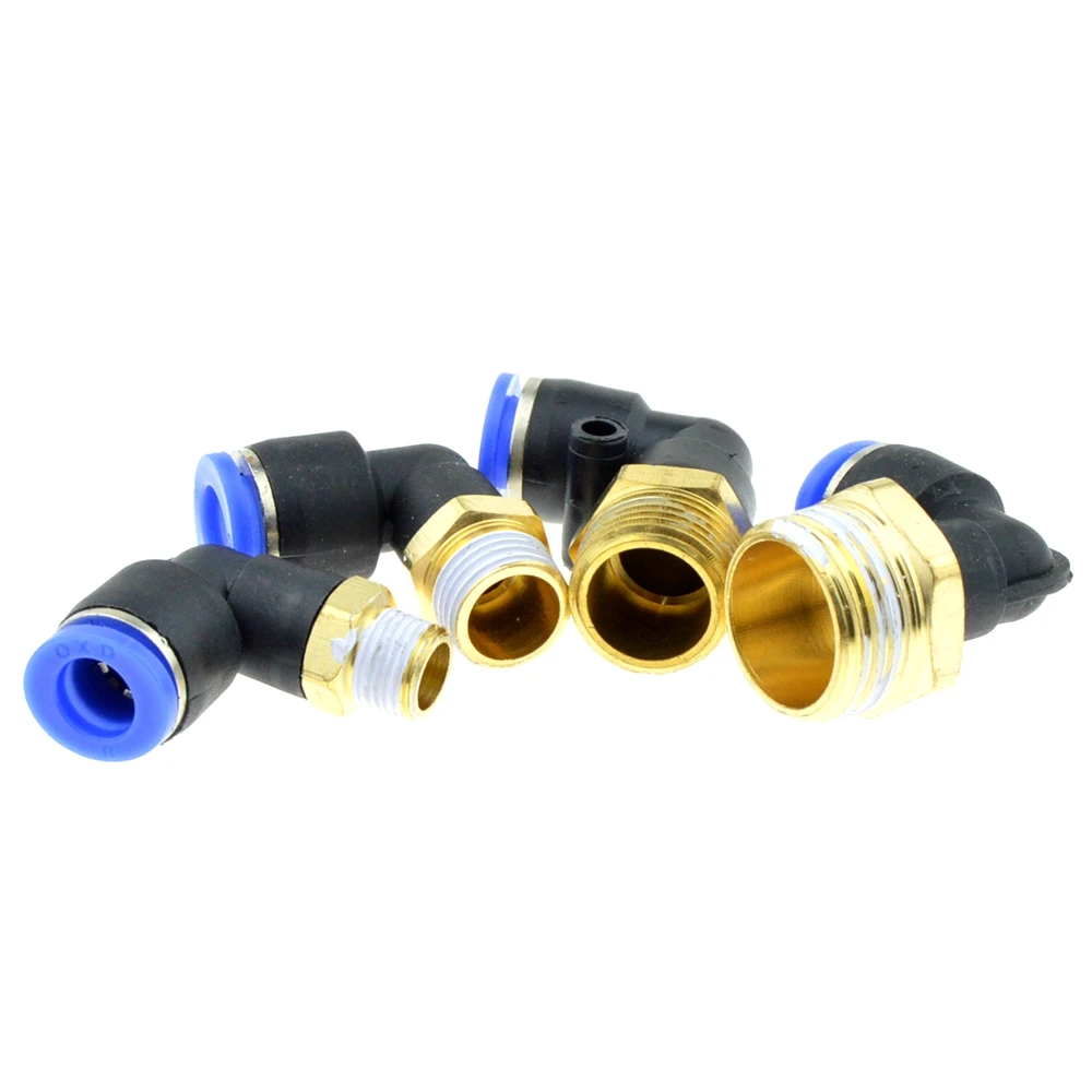 

Air Pneumatic Pipe Connector 10mm 8mm 6mm 12mm OD Hose Tube 1/8" 1/4" 3/8" 1/2" BSPT Male Thread L Shape Gas Quick Joint Fitting