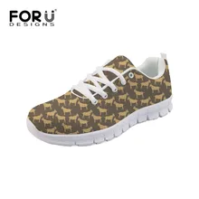 FORUDESIGNS/коричневый печать Коза повседневные туфли на плоской подошве для Для женщин дизайнер животный принт кроссовки дышащая женская обувь для ходьбы