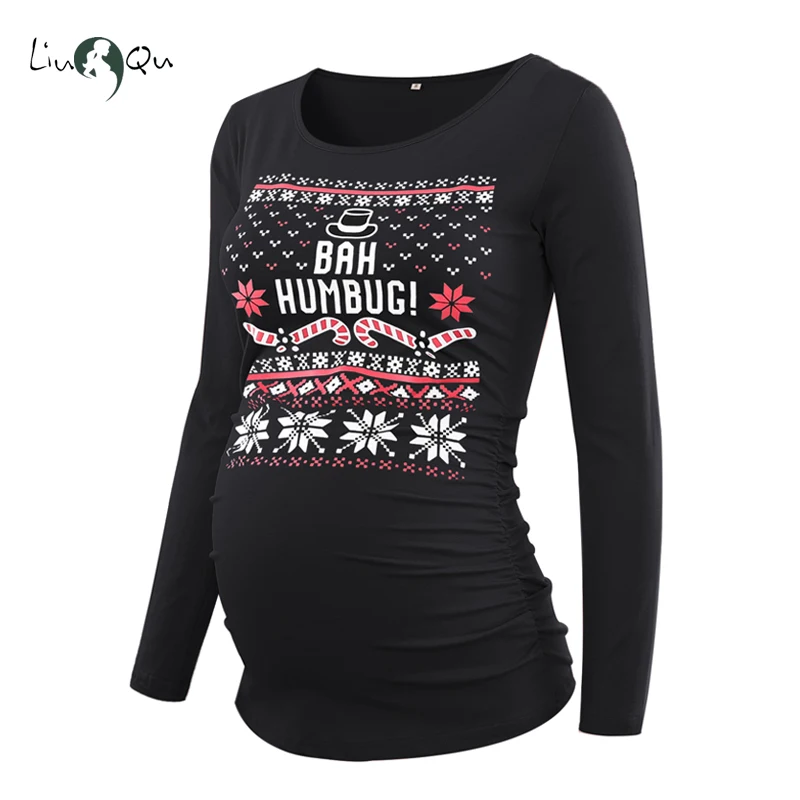 Удары первый Рождество Сторона Ruched забавные вечерние топы Джерси Топ Одежда для