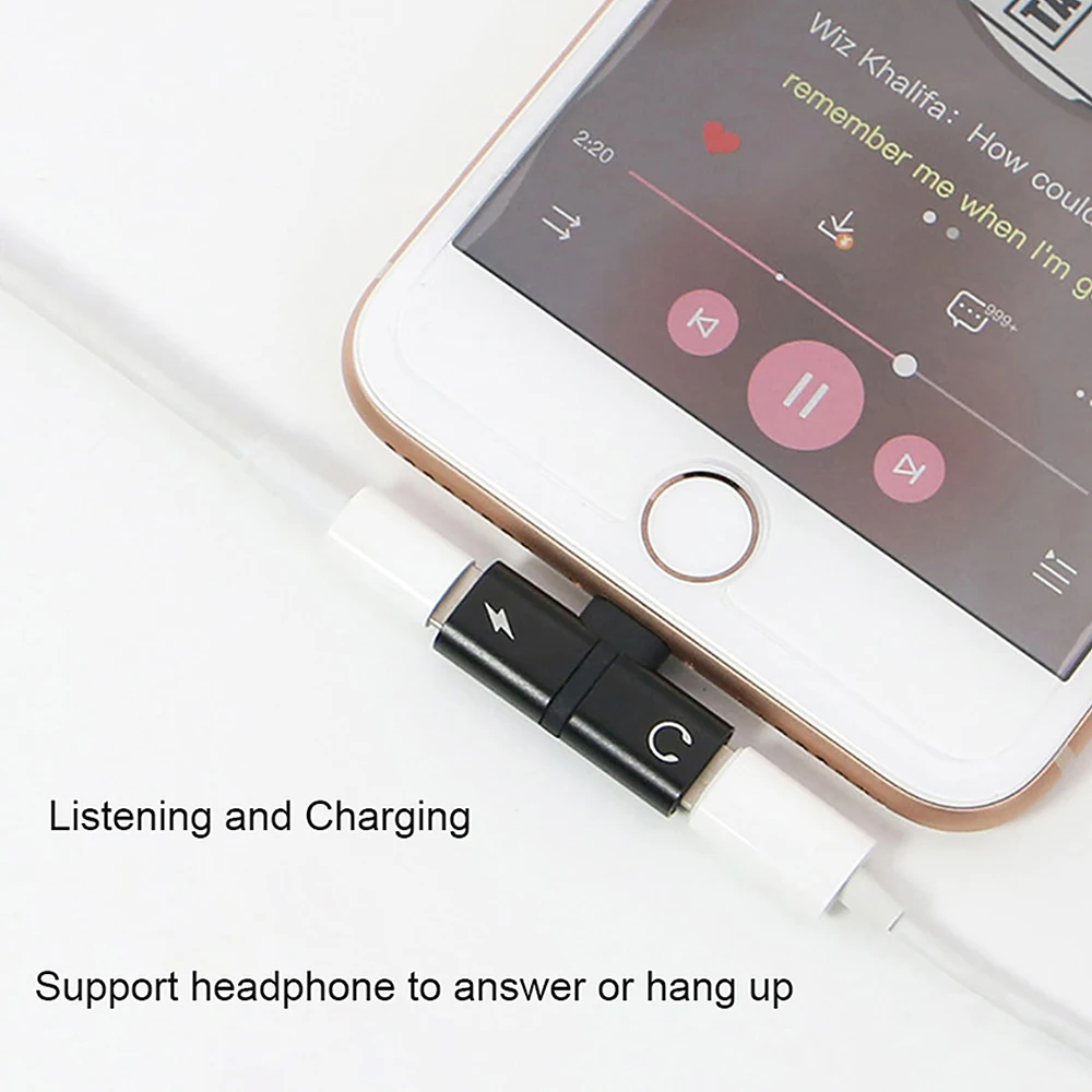 For Apple Audio Charging Listening Calling Connector for Iphone X 8 7 Plus XS XR Lighting Headphone Adapter AUX Splitter For Apple Audio Charging Listening Calling Connector for Iphone X 8 7 Plus XS XR Lighting Headphone Adapter AUX Splitter
