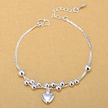 Корейские модные украшения серебро-покрытый слоем металла ножной браслет женские любовь сердце посеребренное красавица браслет двойной ножной браслет ювелирные изделия для подарка#5