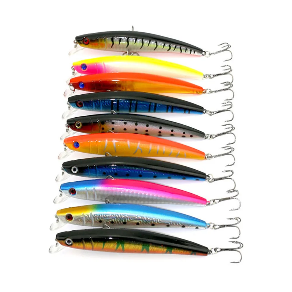 

Colorful Fishing Lure Minnow 10 PCS/Lot 115mm 11.2g 0.6/1.8M 10 Color Plastic 3D Eyes Hand Lure Elopichthys Bambasa Durable