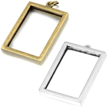 2 Stk/partij Fit 18*28 Mm Cameo Glas Cabochon Vierkante Frame Ketting Hanger Charme Bezel Blank Base Instellen Tray diy Handgemaakte Bevindingen