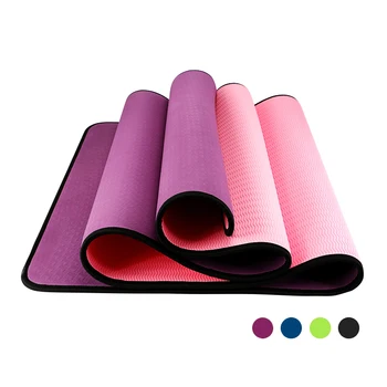

6MM/8MM Thick Locking Edge Yoga Mat TPE Two-Color Non Slip Tear-resistant Pad Home Gym Fitness Yoga Pilates Lose Weight Exercise