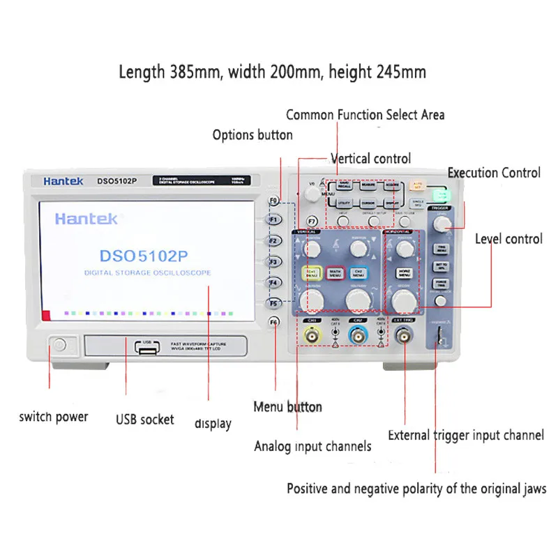 Hantek DSO5102P Цифровой Осциллограф usb анализатор 100 МГц 1GSa/s 40 к дешевле, чем DSO5102B AC110V/220 В