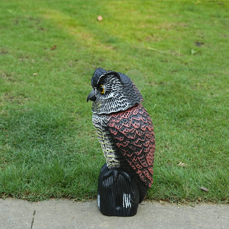 Owl Decoy Bird Rodent Deter Scarer Pest Control Garden Scarecrow Rotate Head