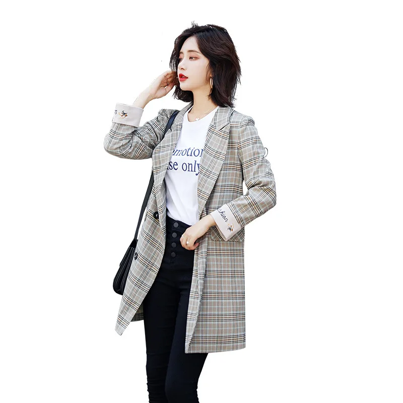 Little Suit 2019 Autumn New Women Double Row Buckle Checked Suit Winter Clothes High Quality Women Fashion Plaid Sexy Suit Little Suit 2019 Autumn New Women Double Row Buckle Checked Suit Winter Clothes High Quality Women Fashion Plaid Sexy Suit