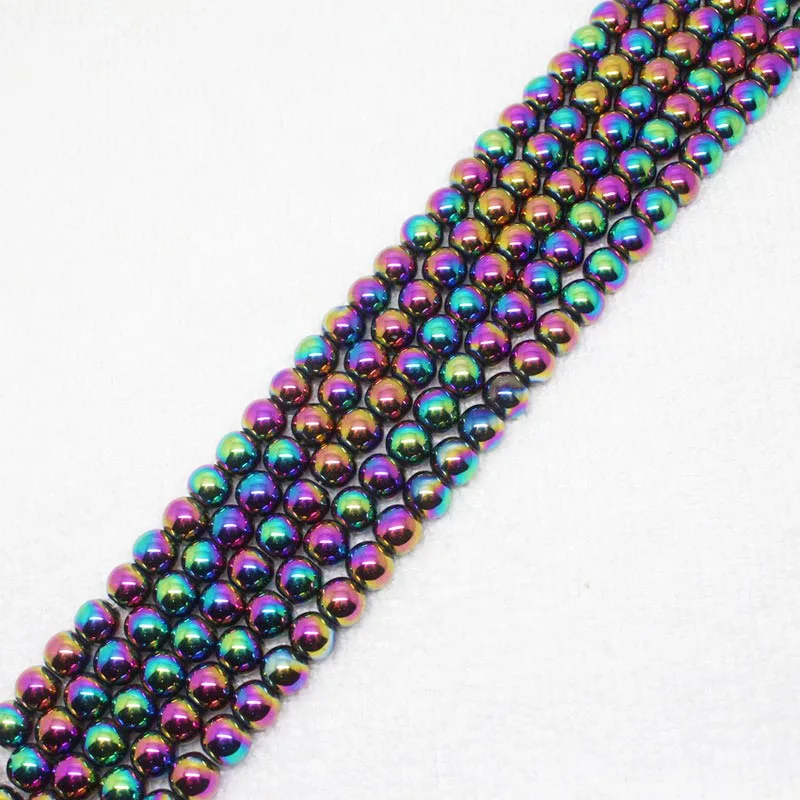 Mini. Ordine È $7! 2-12Mm Multicolor Placcatura Ematite Ironstone Distanziatore Rotondo Sciolto Perline Fai Da Te 15"