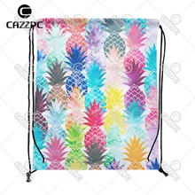 Акварельная поп-арт Гавайский ананас тропический Летний стиль индивидуальная нейлоновая ткань шнурок рюкзак Подарочный пакет из 4