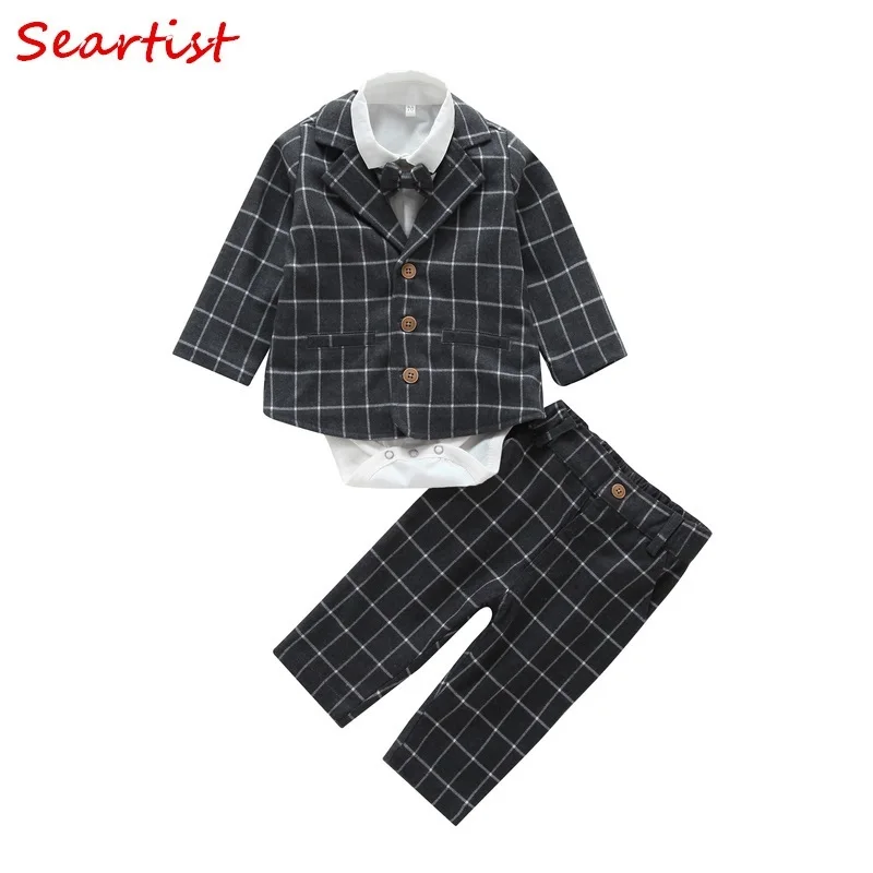 

Seartist Baby Boys Clothing Set Newborn 4Pcs Set Suit+shirt+Pants +Tie Boys Outfit Coat Newborn Kids Clothes Sets 2019 Rush 25