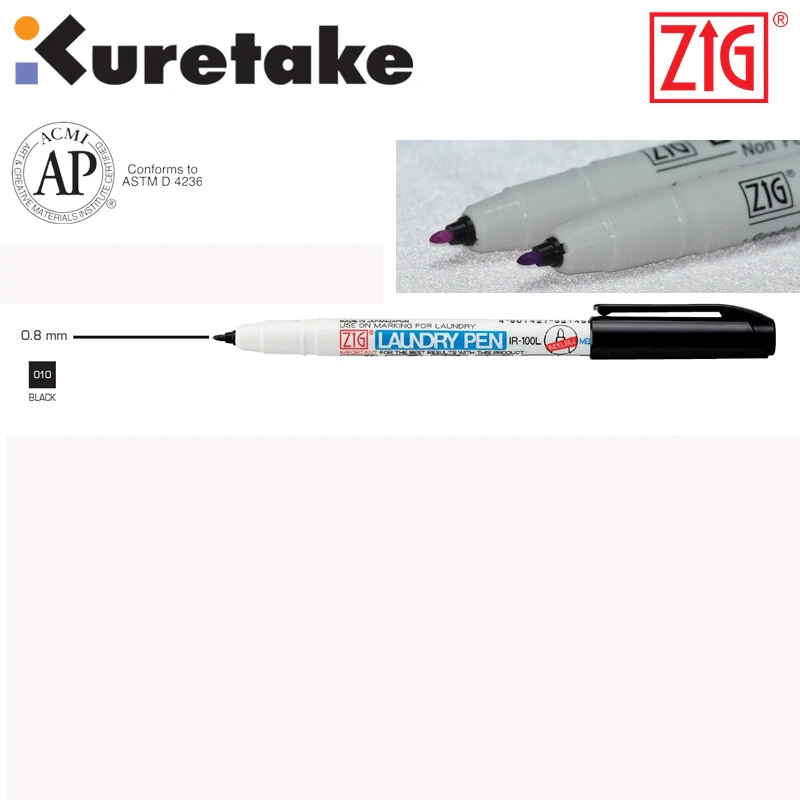 ZIG Kuretake маркеры для одежды ручка для стирки Перманентный водостойкий текстильный Маркер ручки для мытья ткани 0,8 мм Черный Япония - Цвет: Black