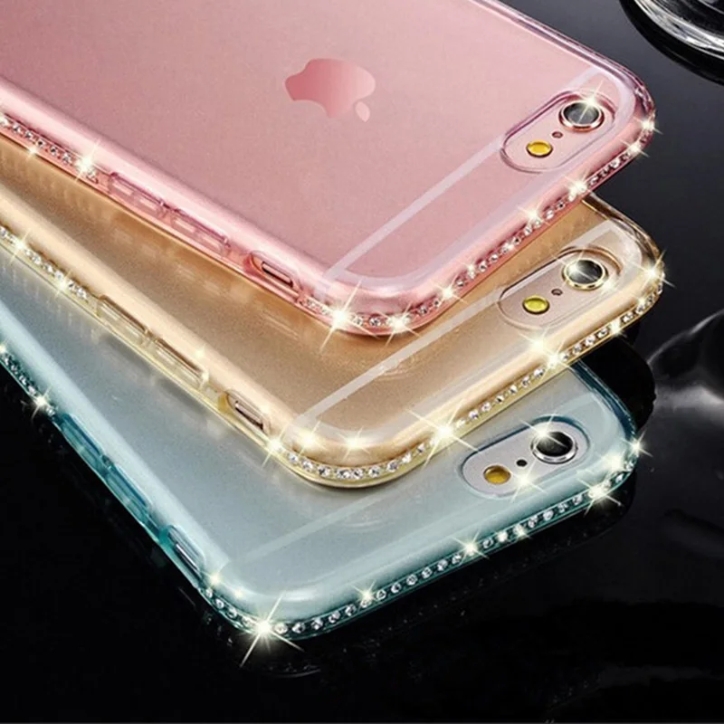 

Diamond Bling Transparent Phone Case Cover for iPhone 6 6S 8 7 Plus Soft TPU Clear Cover For iPhone X XR XS Max