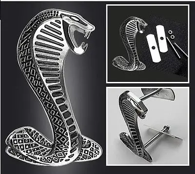 Горячая Серебряная Кобра, Логотип 3D Металл Шелби змея передний капот Гриль решетка значок эмблема